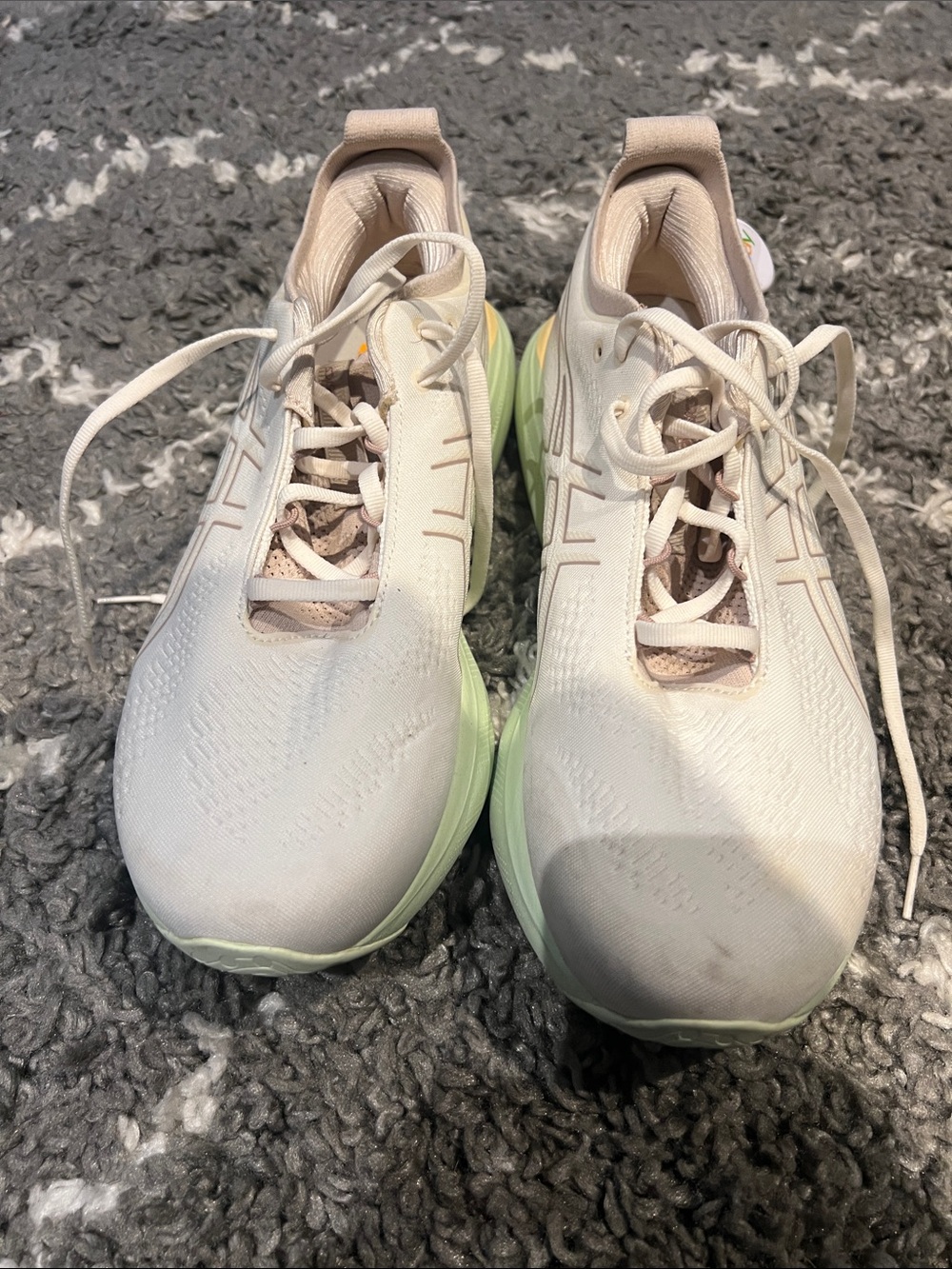 Oasis Women's Cream Sneakers with Pale Green Soles